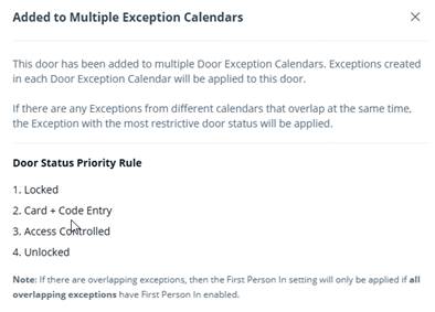 Door status priorities Door status priorities